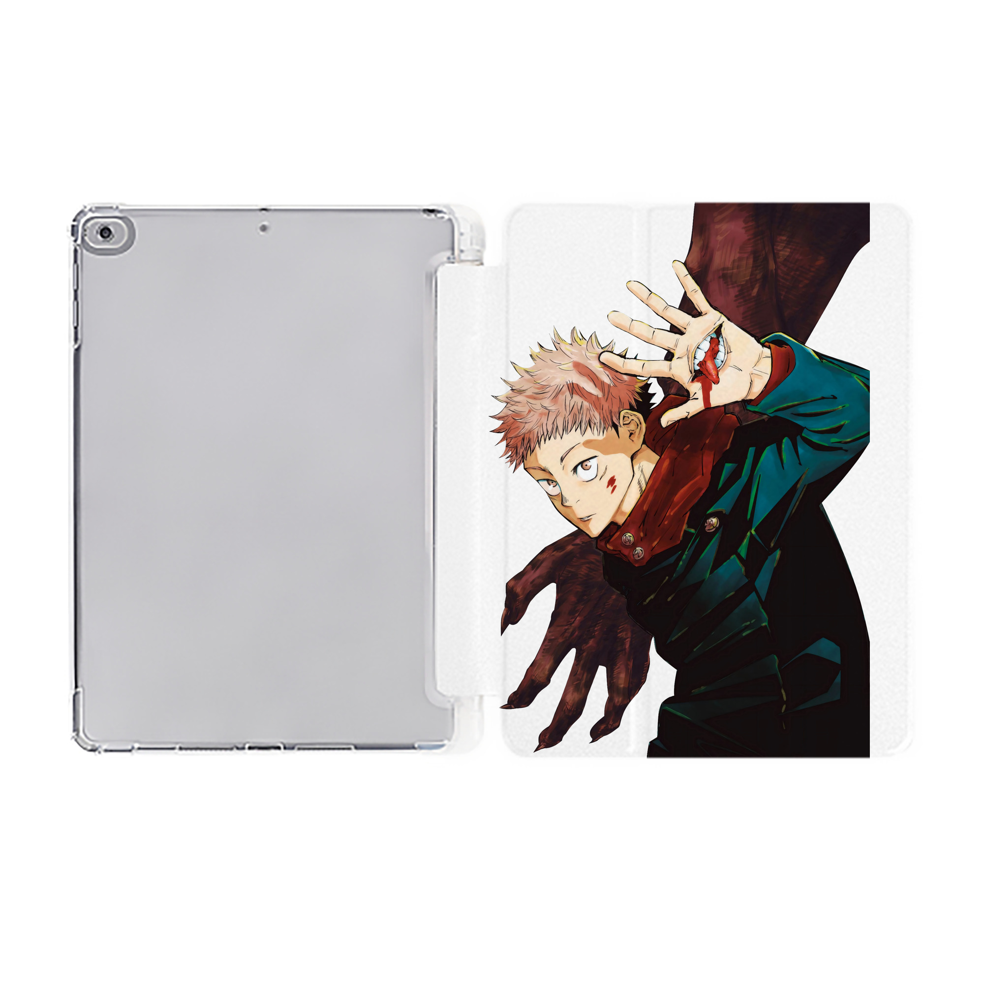 （画像用） 呪術廻戦 Jujutsu Kaisen IPad ケース ペン収納付き 三つ折りスタンド PUレザー×シリコン 対応機種9.5/10.5/10.9インチ